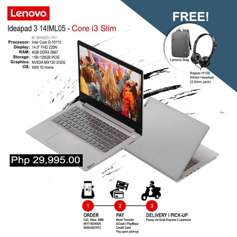 Lenovo Ideapad 3 14iml05 Slim 81wa0051ph 14 0 Intel Core I3 10th Gen 4gb 1tb 128gb Ssd Nvidia Mx130 2gd5 W10 Home Platinum Grey Brand New Electronics Computers Laptops On Carousell