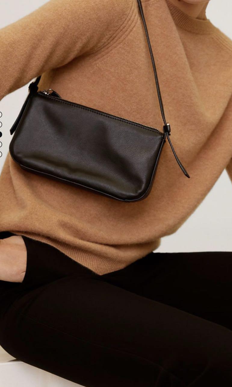 Mango leather best sale baguette bag