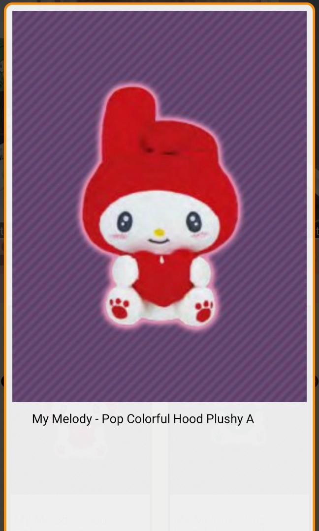 RARE My Melody Pop Colorful Hood, Toys & Games, Stuffed Toys on Carousell