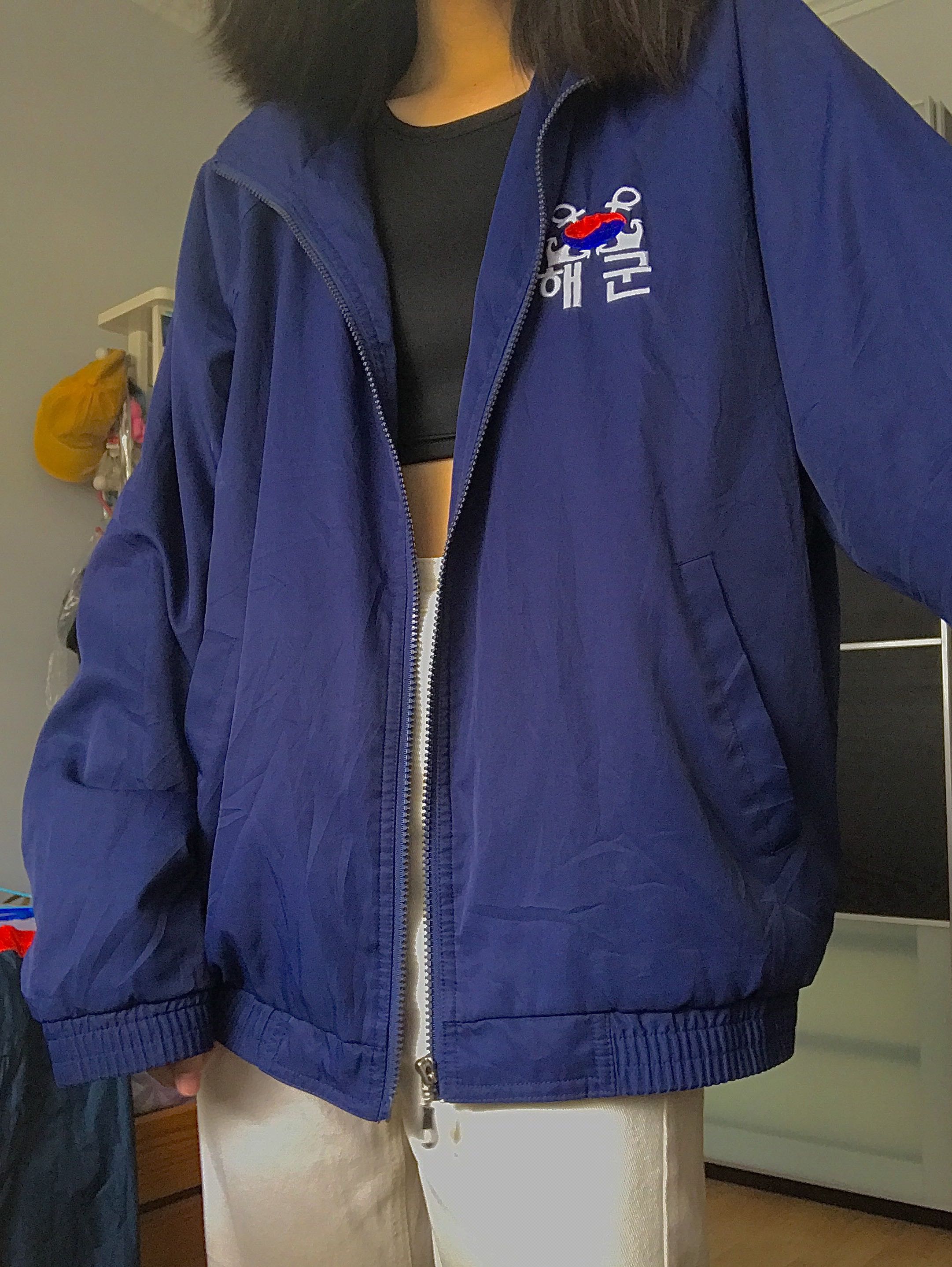 navy korean windbreaker, Women's 