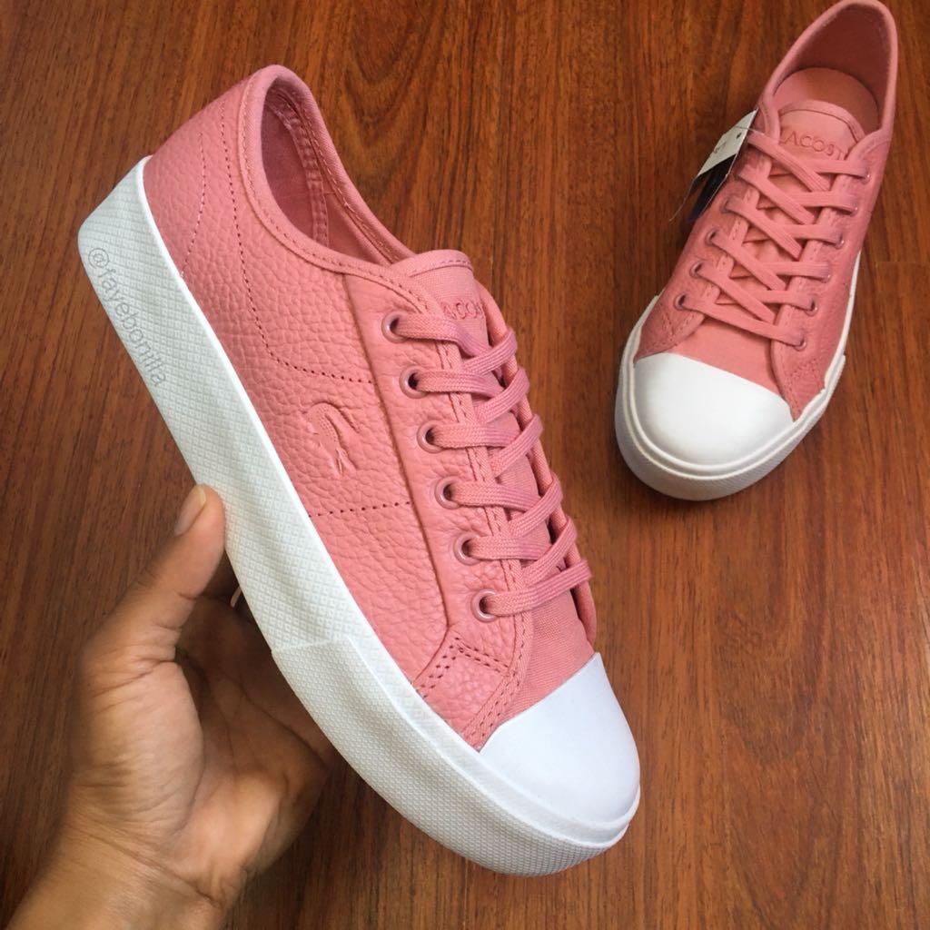 lacoste pink leather sneakers