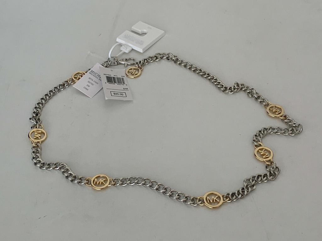 michael kors silver chain belt