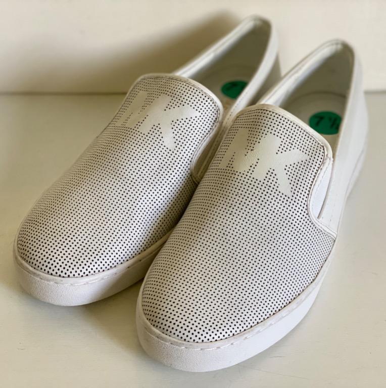 mk white slip on sneakers