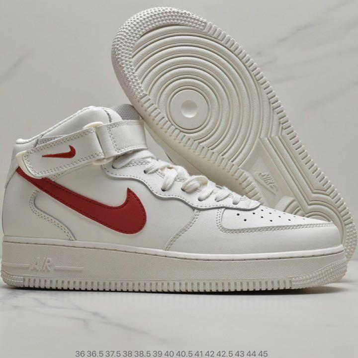 Nike Air Force 1 Mid Trainers Sail University Red, Men's Fashion, Footwear,  Sneakers on Carousell