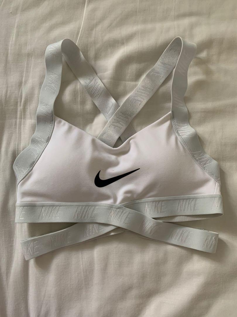 nike indy logo sports bra white
