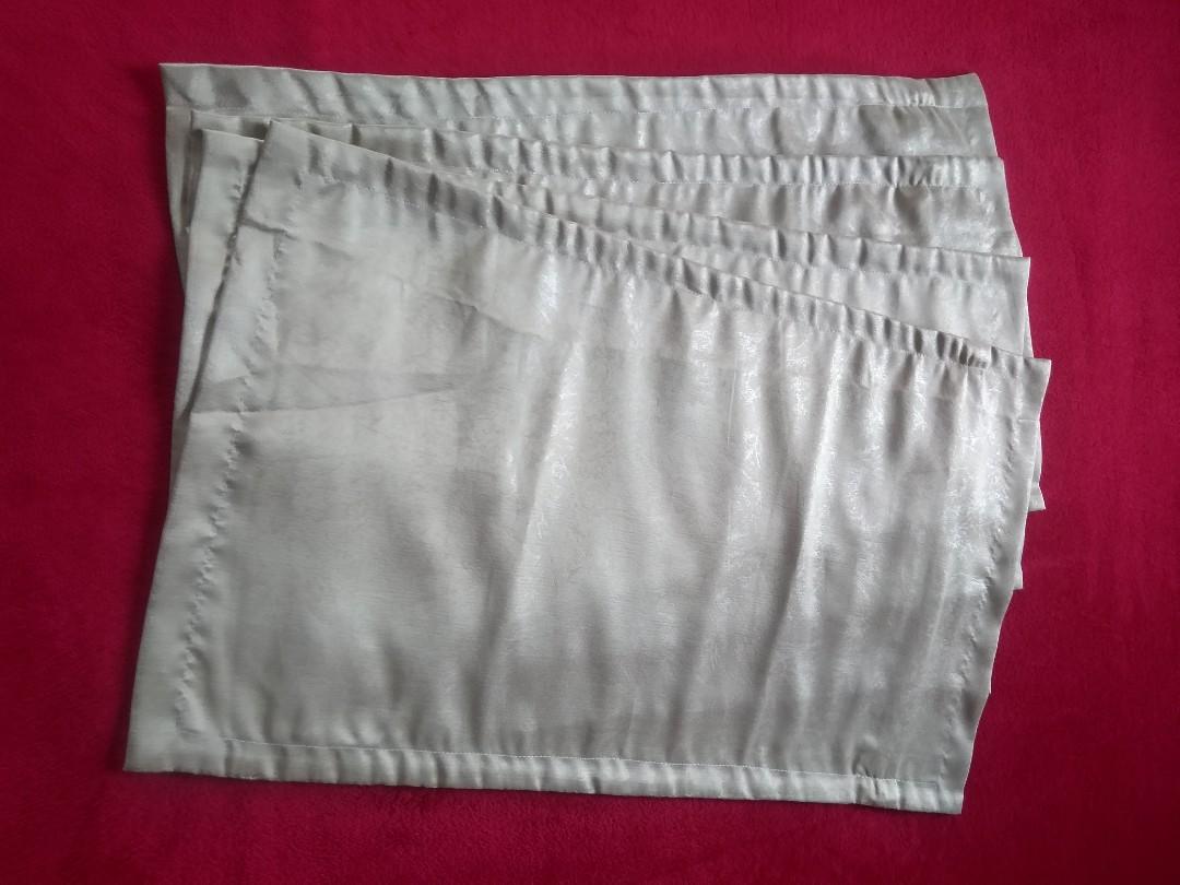 Pale Gold Pillow Cases (Category: Bedding & Towels) located in Quezon City. Submitted by madame_royale (Listing ID 1022826120, Image 1). Description: These pillow cases were customized but were still not used. The fabric used is thick, expensive and comfortably silky. Sold as set. Length: 26 inches Width: 16 inches.