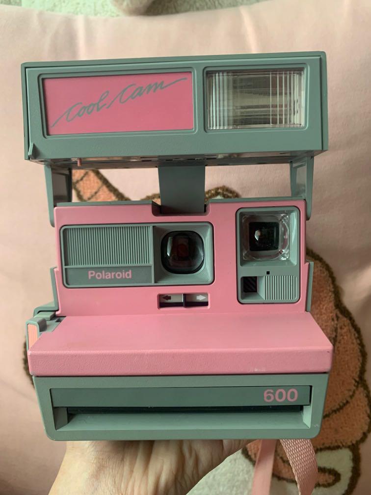 vintage pink polaroid camera
