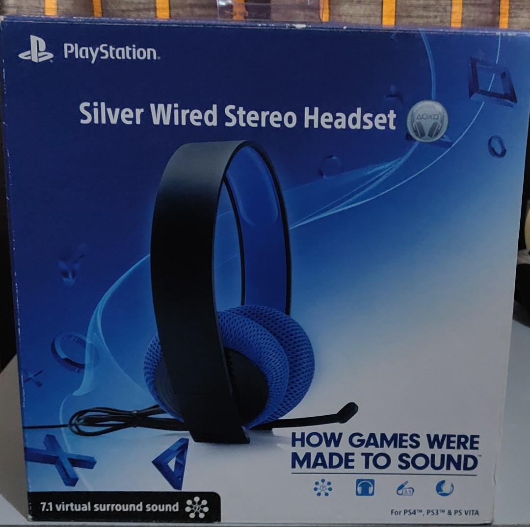 silver wired stereo headset