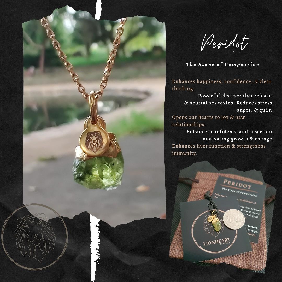 Raw peridot top pendant