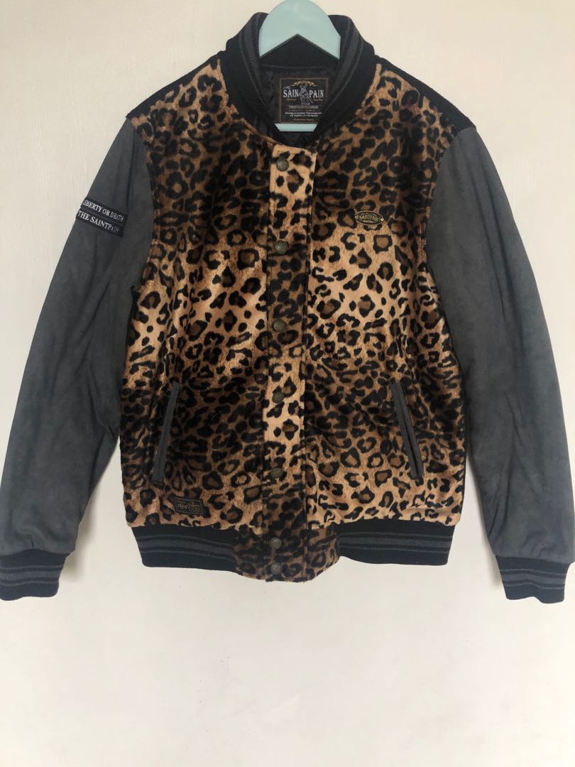 Leopard print varsity jacket online