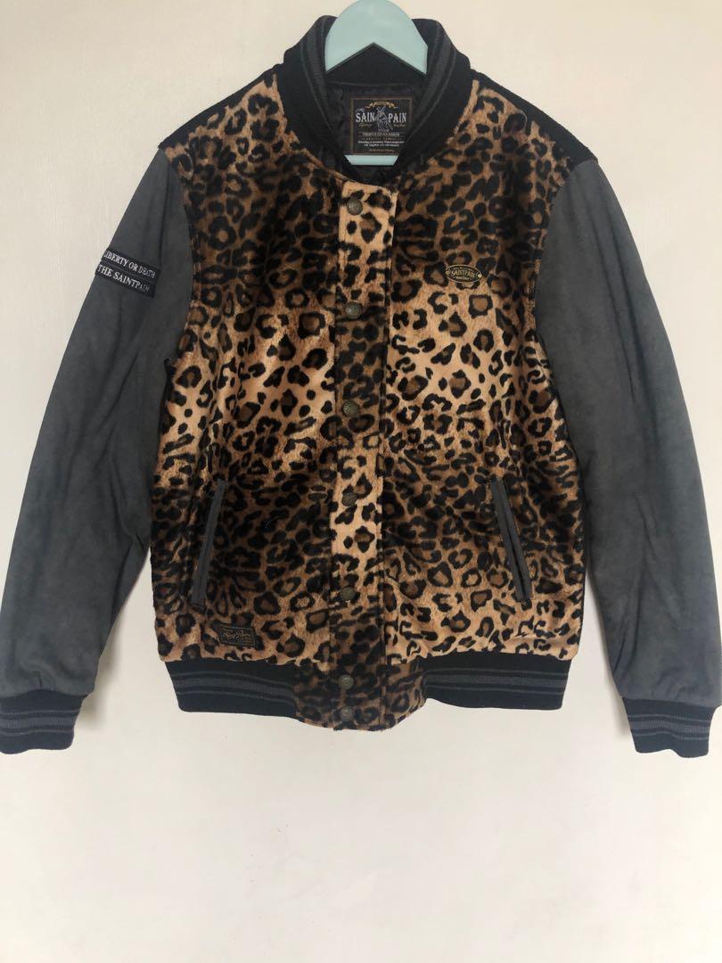 Saintpain leopard print varsity jacket, Men's Fashion, Coats 