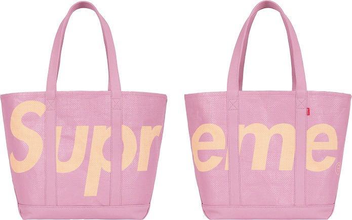 supreme raffia tote purple
