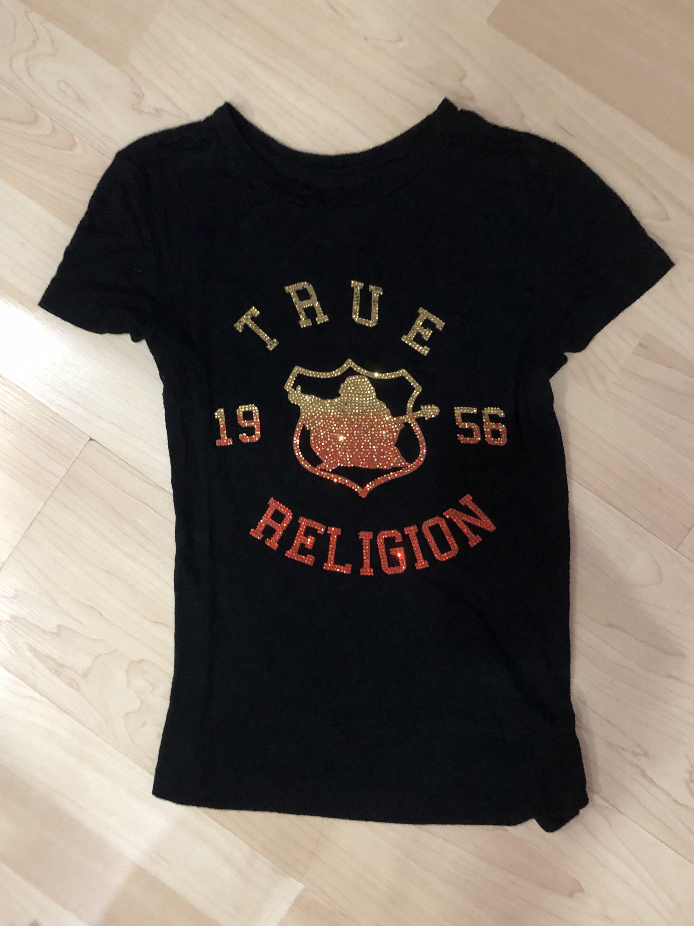 black and yellow true religion shirt