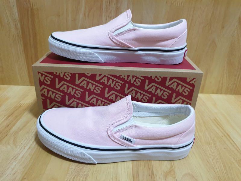 vans slip on blushing true white