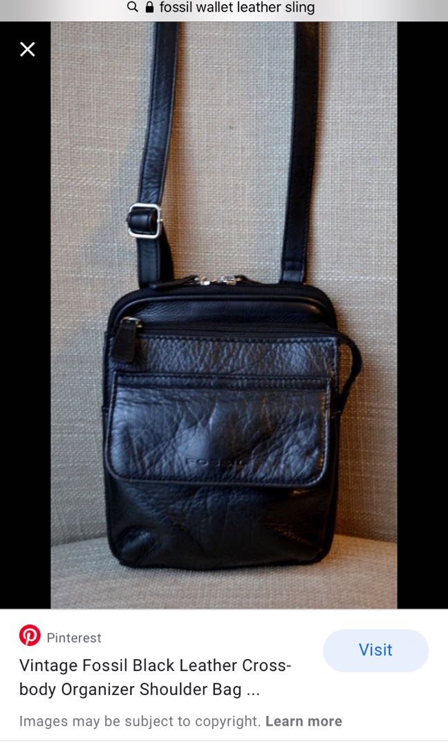 Vintage fossil black leather organizer 