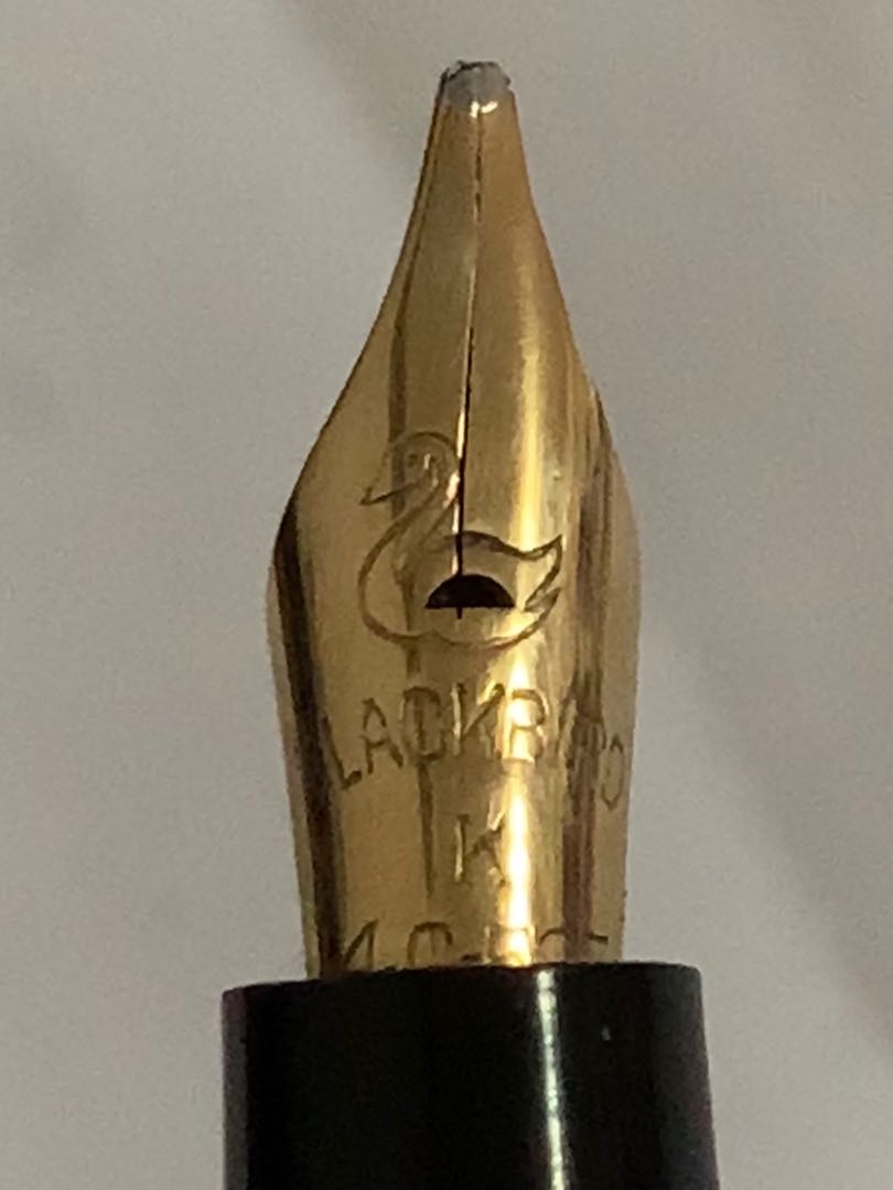 Fountain Pen Gold Swan 18 kt Golden Silver EF Nib Handmade Waterman Cartridge