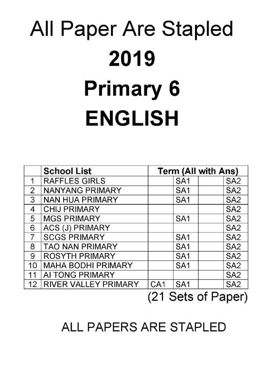 2019 Primary 6 Past Year Exam Paper Books Stationery Textbooks Primary On Carousell