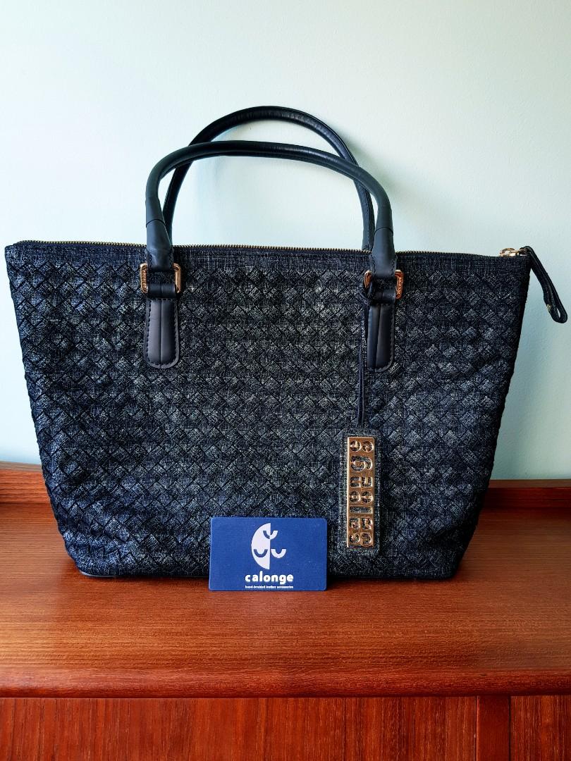 CALONGE Metallic Black Interlaced Leather Tote Bag RRP 399
