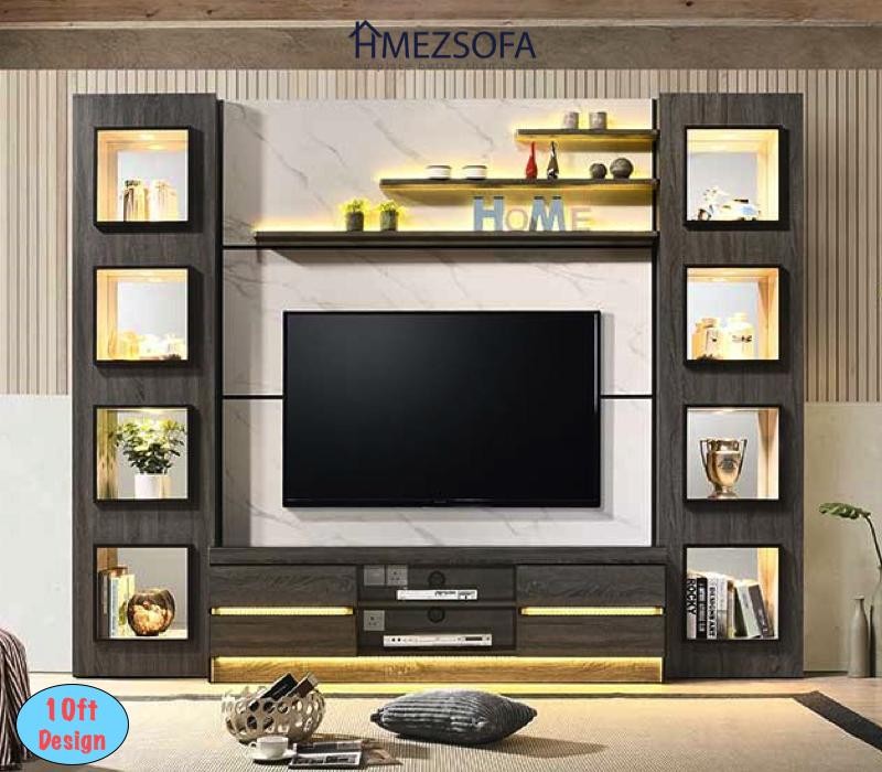6 10ft Marble Feature Wall Tv Console With Cabinets Furniture Home Decor Others On Carousell