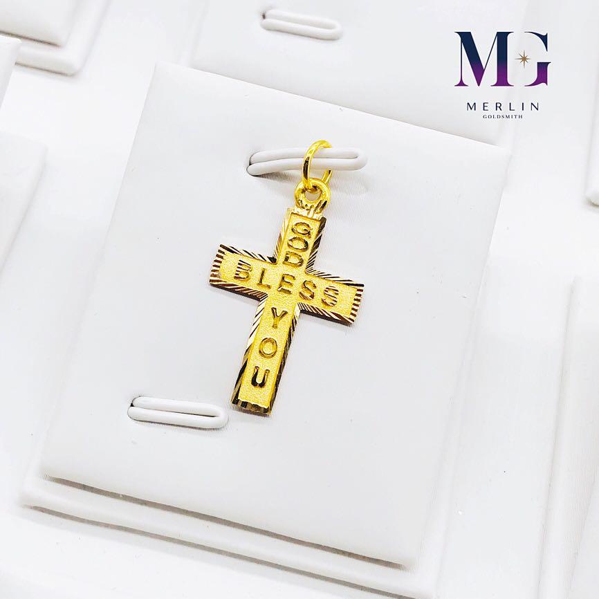 916 Gold GOD BLESS YOU Cross Pendant Luxury Accessories on
