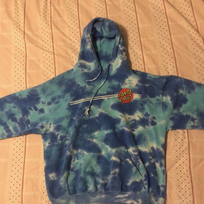 santa cruz blue tie dye hoodie