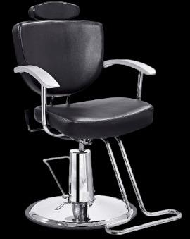 Barber Salon Chair / Hydraulic / Reclining / Swivel / Black / Classic / PU leather