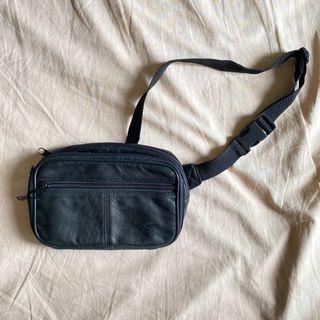 Black Leather Belt Bag Wallet