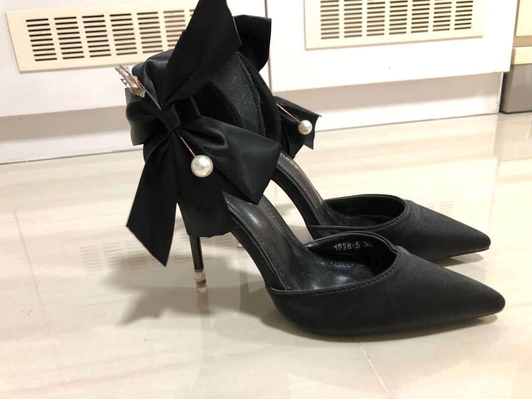 black ribbon heels
