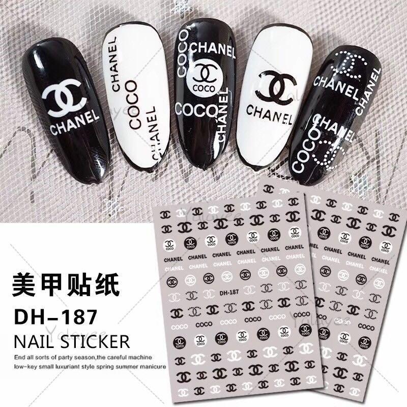 Chanel nail sticker (black n white), Beauty & Personal Care, Hands & Nails  on Carousell