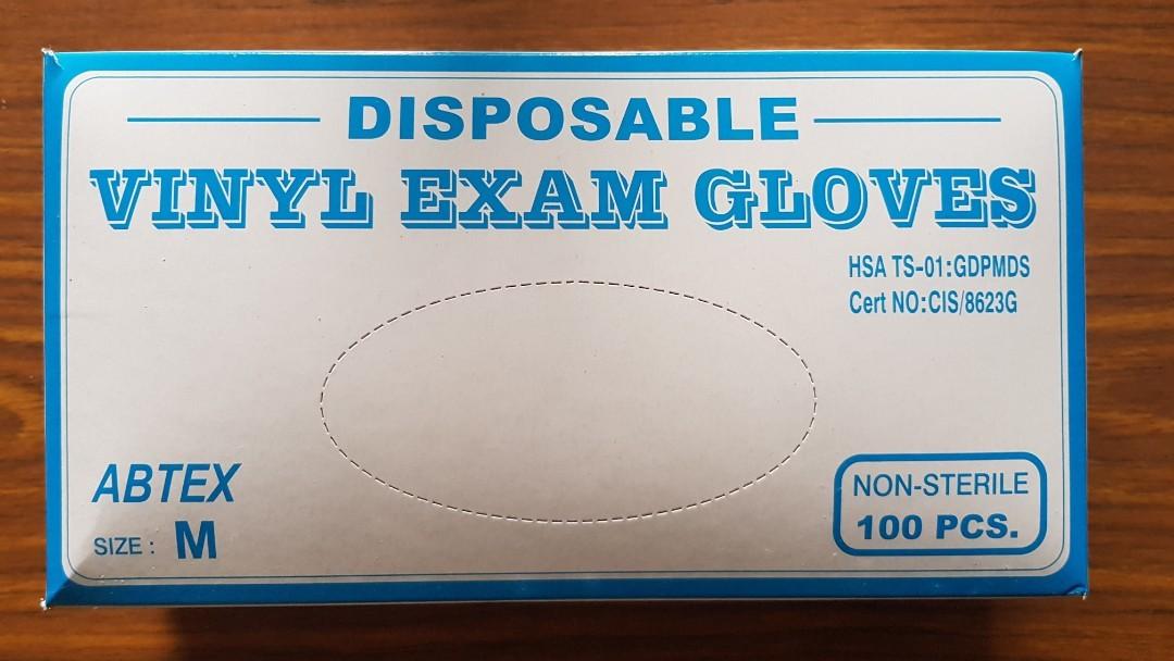 Disposable Vinyl Gloves (Expire Mar 2025), Health & Nutrition, Face