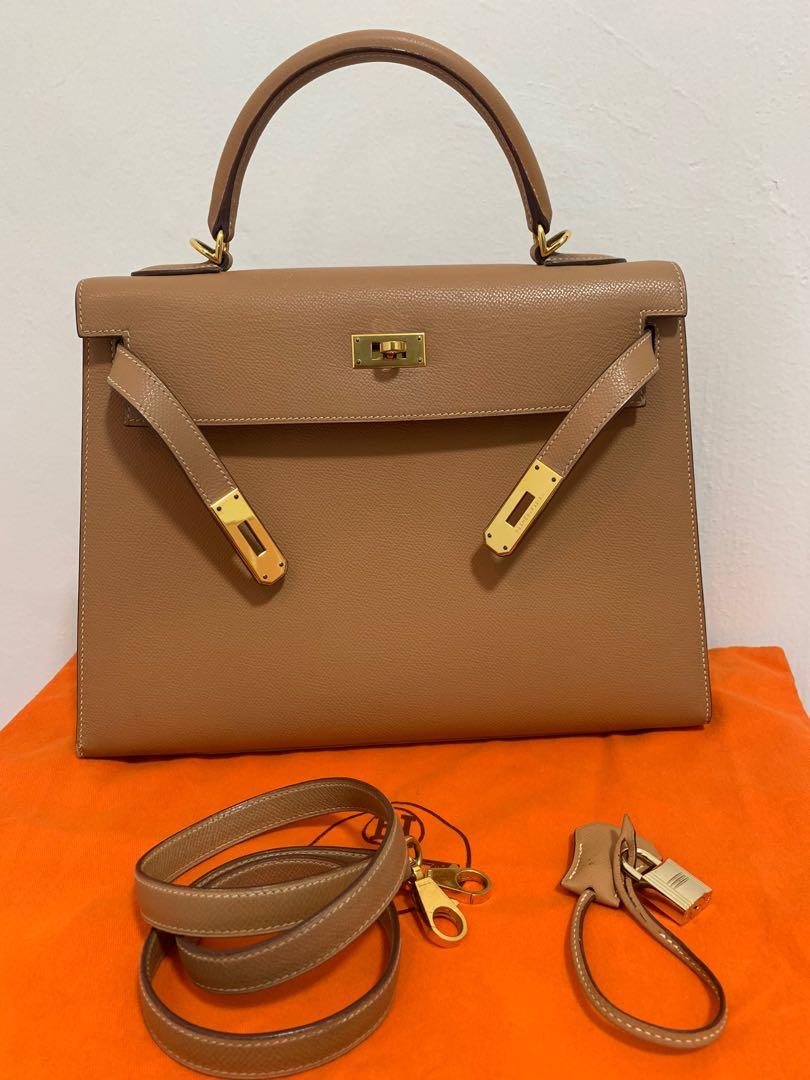 Hermes Kelly 32 Courchevel Naturel with GHW