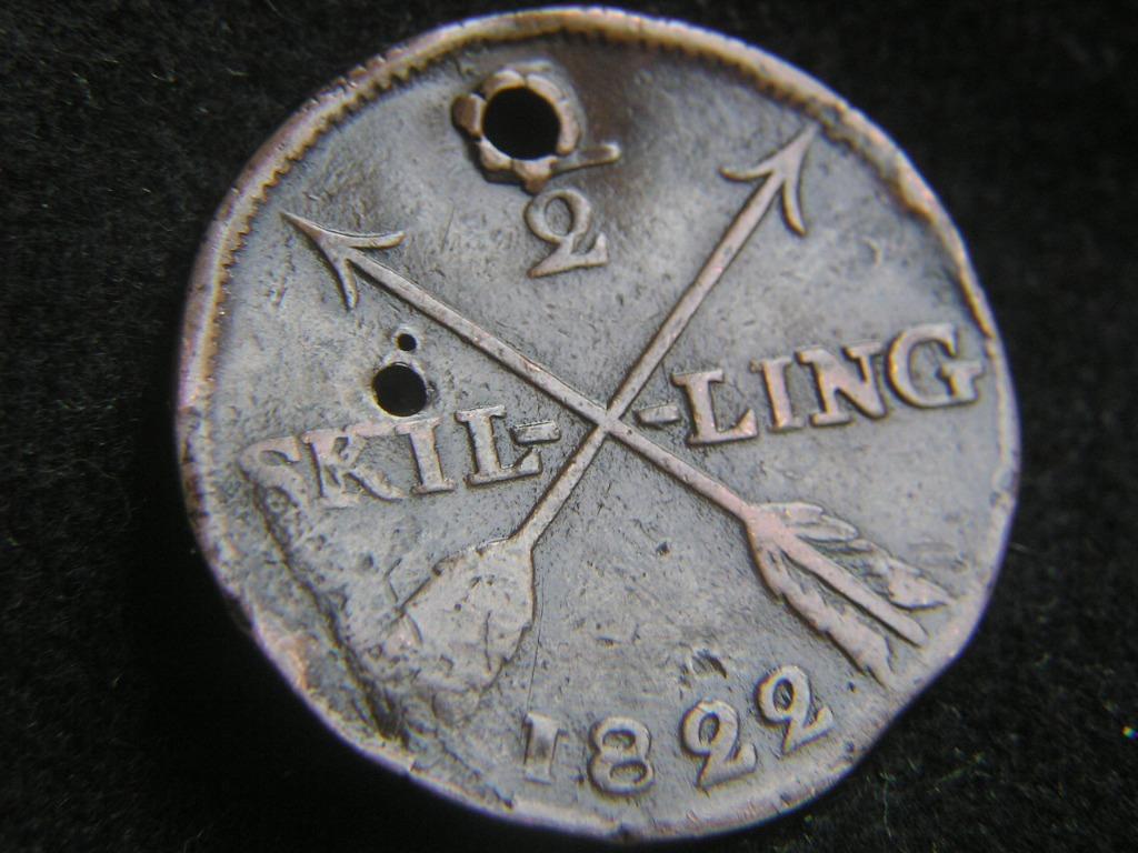 Kingdom of Sweden & Norway - 1822年瑞典挪威聯合王國國王卡爾十四世肖像1/2斯基靈(Copper  Skilling)銅幣, 興趣及遊戲, 玩具& 遊戲類- Carousell