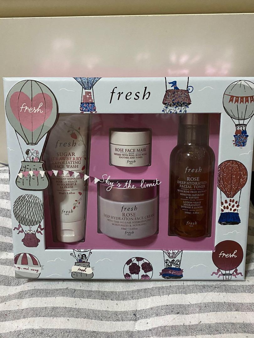 fresh rose deep hydration skincare set