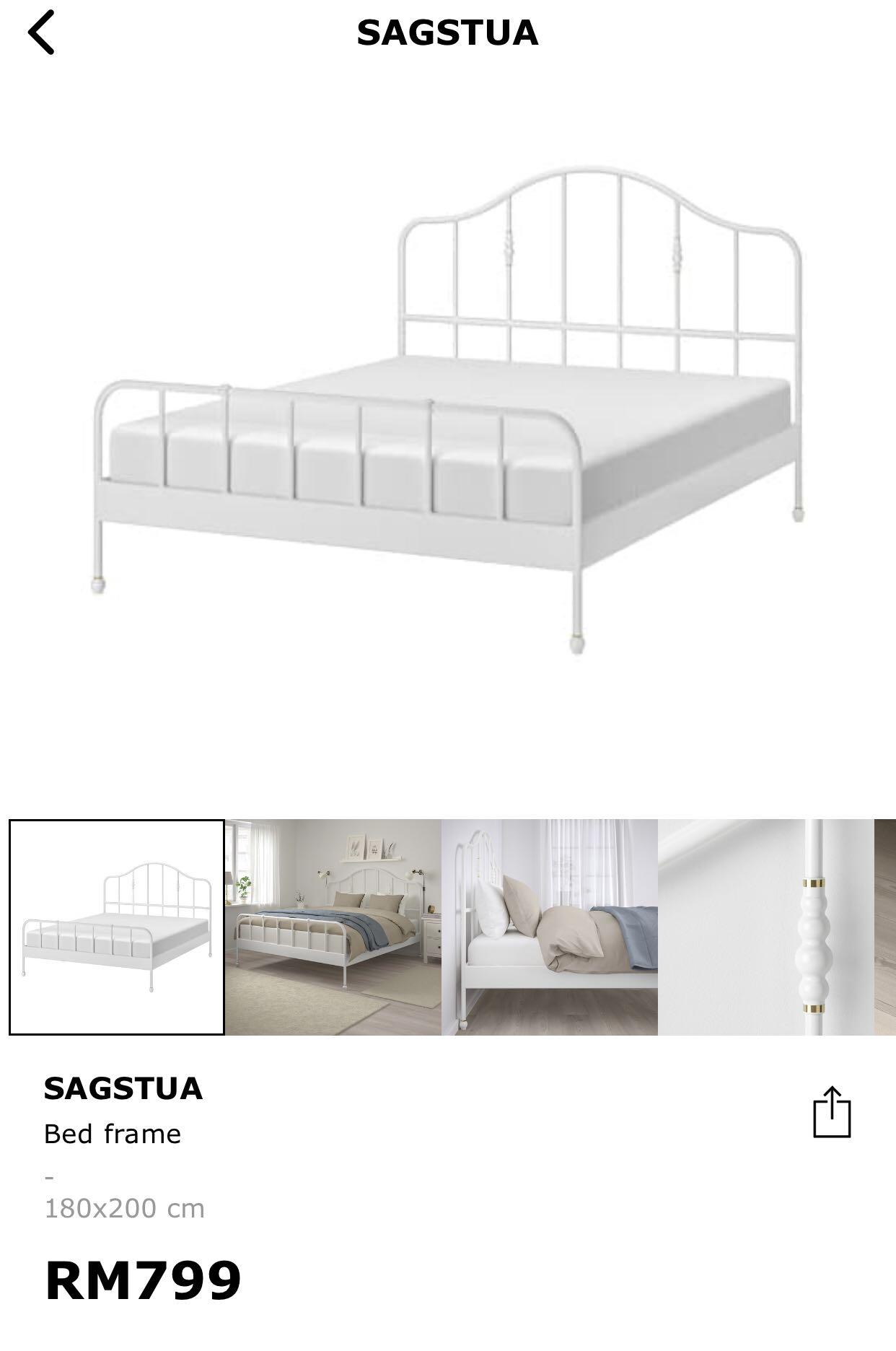 Ikea Sagstua Bed Frame King Size Bed Home Furniture Furniture On Carousell