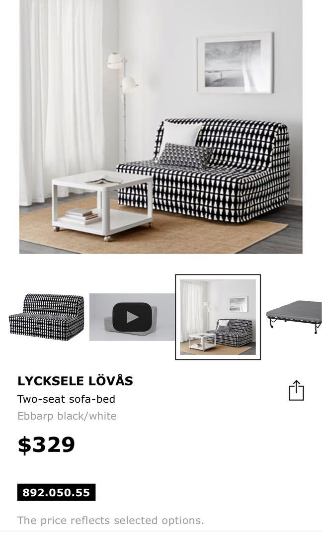 IKEA SOFA BED LYKSELLE LOVAS with Ebbarp cover, Furniture & Home Living