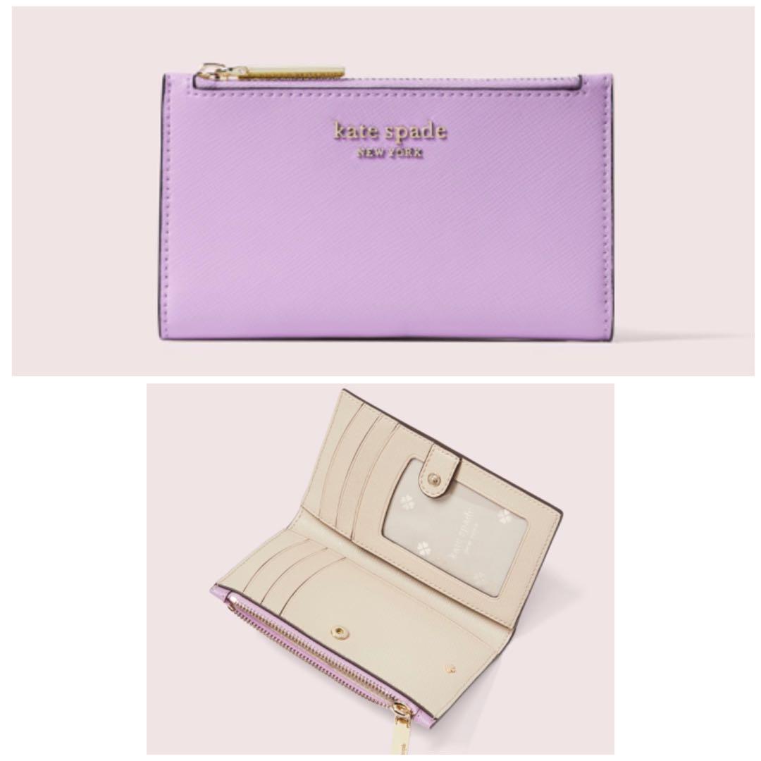 INSTOCK Kate Spade Spencer Small Slim Bifold Wallet Iris Bloom Purple Lilac Lavender