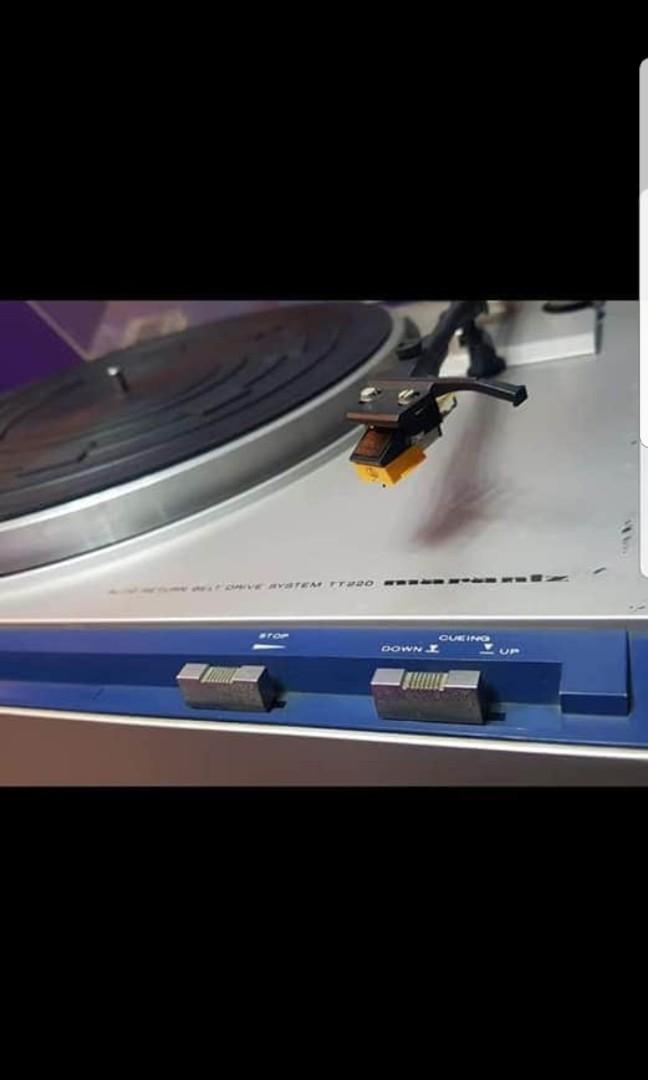 Marantz TT220 turntable (Category: Portable Music Players) located in Caloocan City. Submitted by Lan_cab (Listing ID 1023121101, Image 3). Description: fs: Marantz TT220 turntable belt drive good working condition semi automatic (auto return) with audio technica cart and stylus complete set and ready to play made in japan ac 100v -110v P6,500.