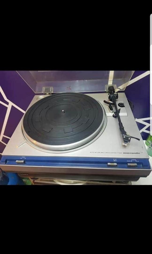 Marantz TT220 turntable (Category: Portable Music Players) located in Caloocan City. Submitted by Lan_cab (Listing ID 1023121101, Image 1). Description: fs: Marantz TT220 turntable belt drive good working condition semi automatic (auto return) with audio technica cart and stylus complete set and ready to play made in japan ac 100v -110v P6,500.