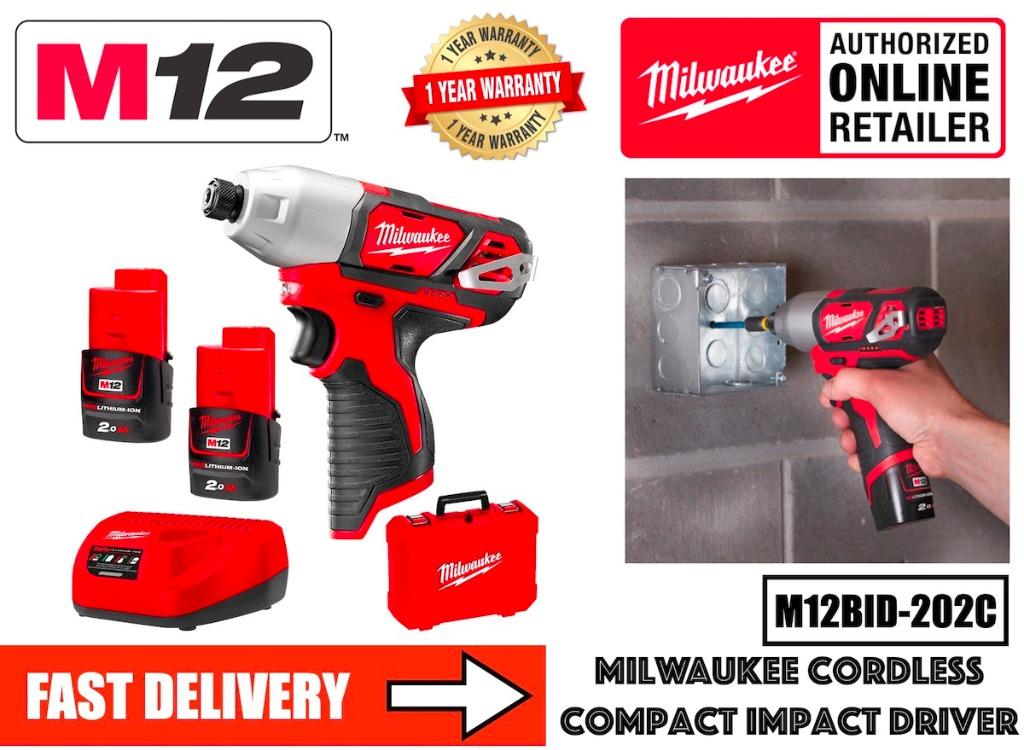 Milwaukee M12BID 202C Cordless Sub Compact 1 4 Hex 12V Impact