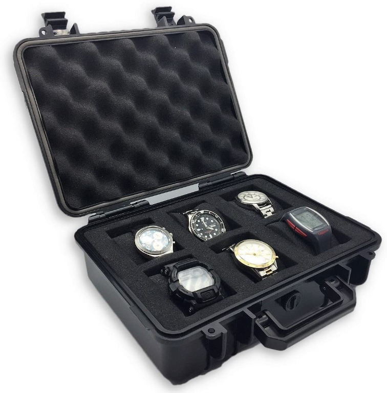 ModernGen 6 Slot Watch Box Travel Case Heavy Duty Plastic Impact