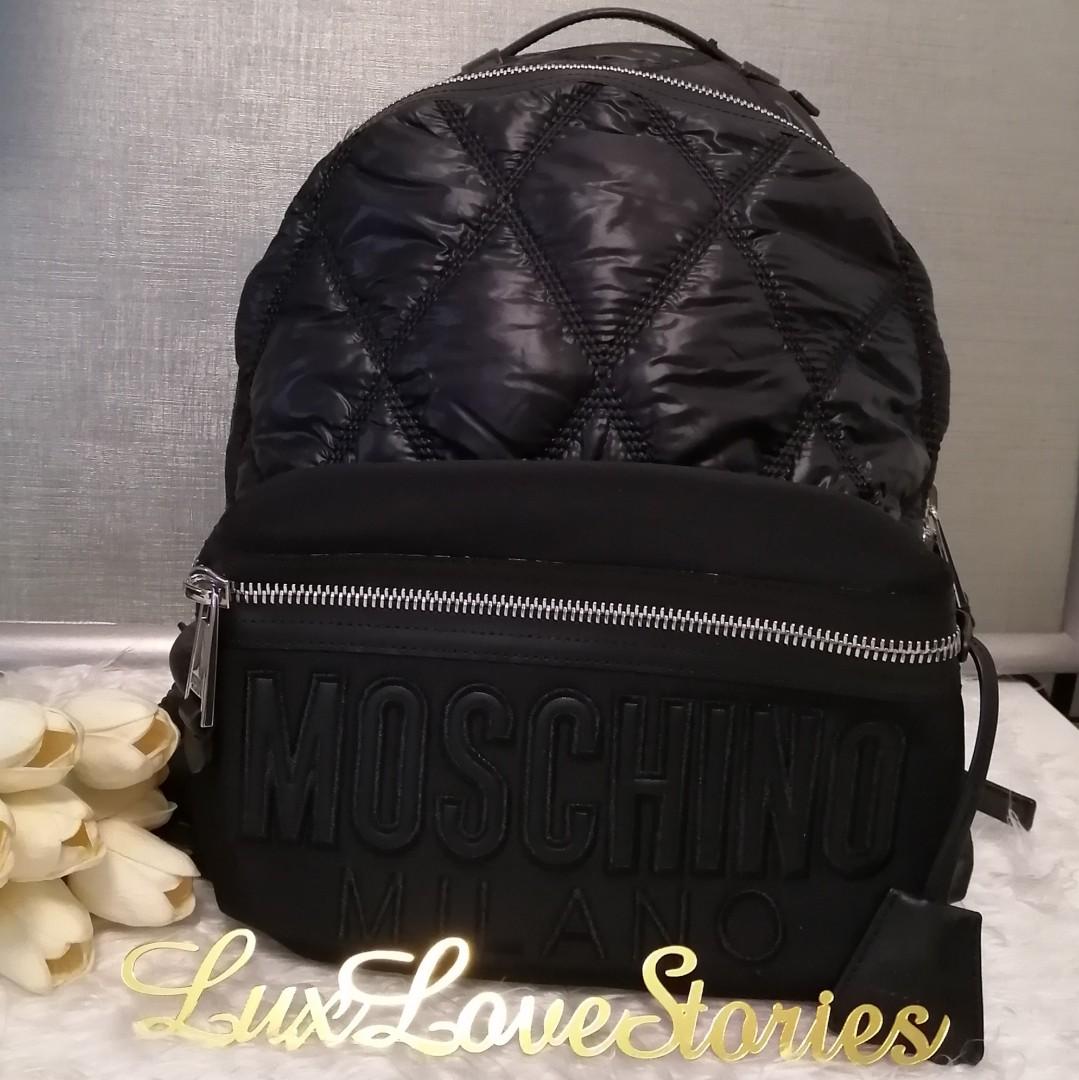 moschino quilted nylon backpack