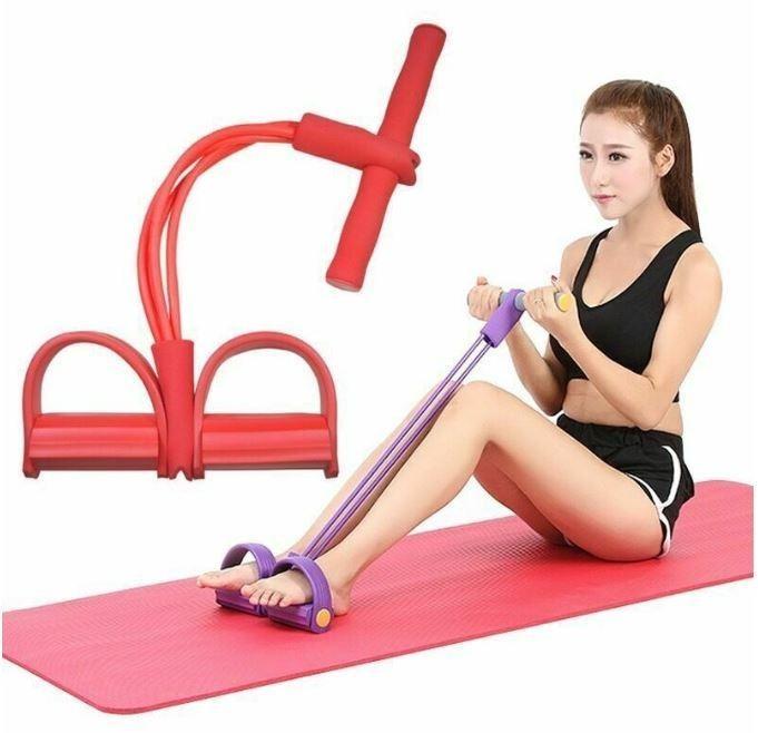 Pedal Resistance Band, 4-Tube Fitness Ankle Puller Yoga Handle Bands  Exerciser, Multifunction Trainer EZ Workout Women Tension Rope for Body X