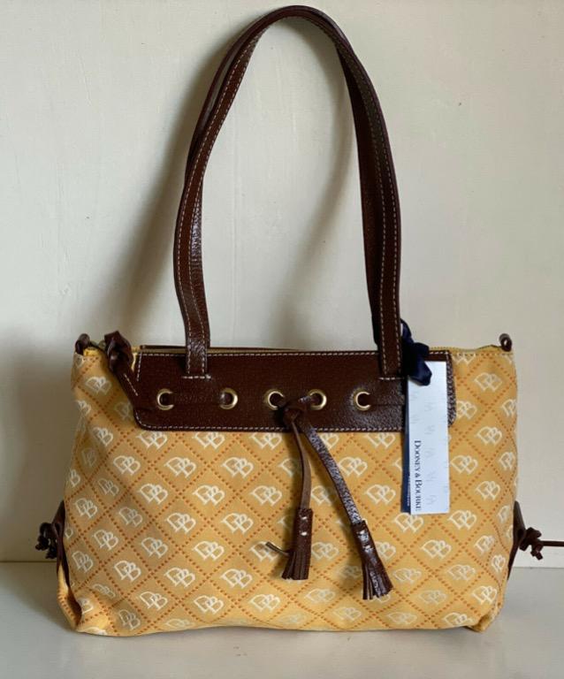 Dooney & Bourke, Bags, Dooney Bourke Tote Vintage Dp Pattern And  Signature Tassel Like New