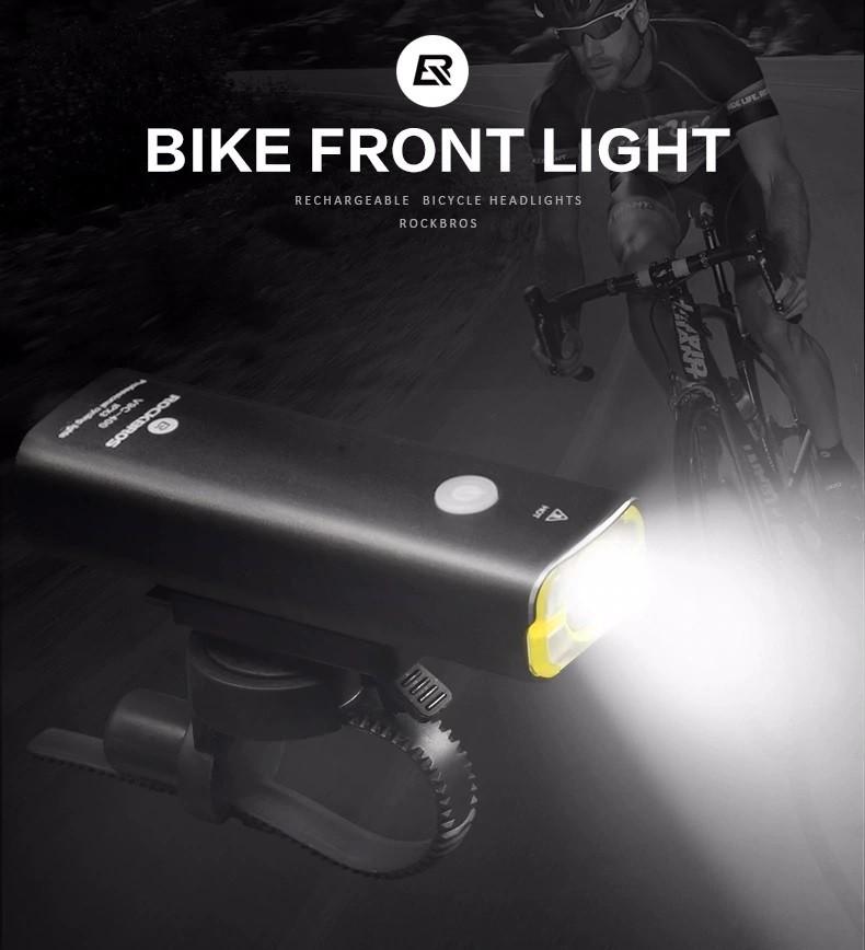 ROCKBROS Waterproof Cycling Bicycle Head Front Light USB Rechargeable LED Light