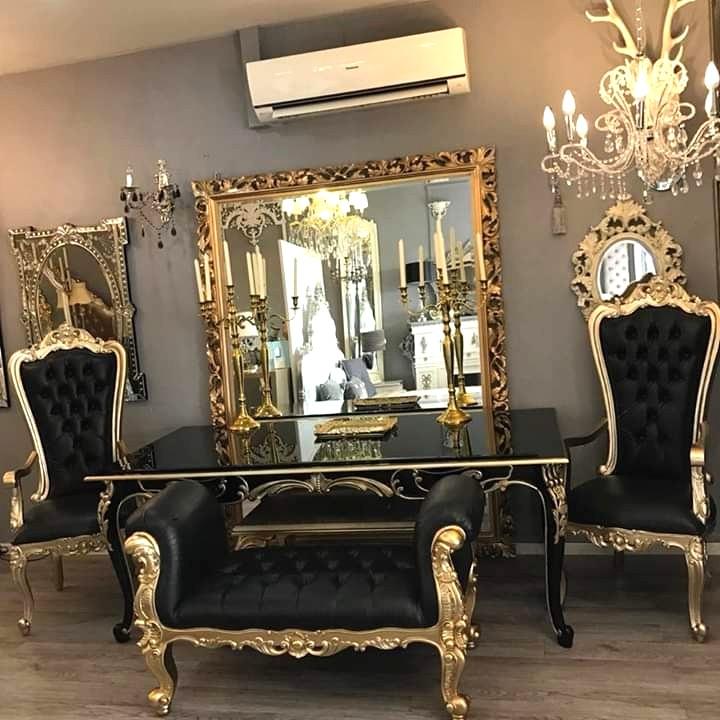 Sale Baroque Throne Black Gold Dining Chairs Table Furniture Tables Chairs On Carousell