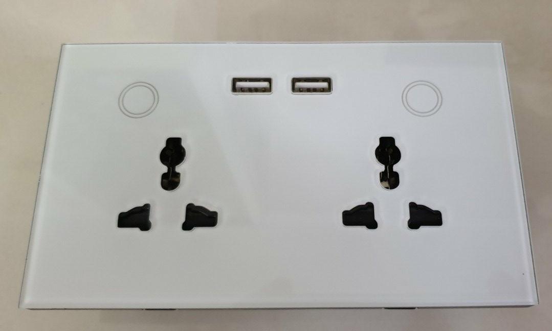WIFI Smart Universal Wall Power Socket/Switch with USB ports (double