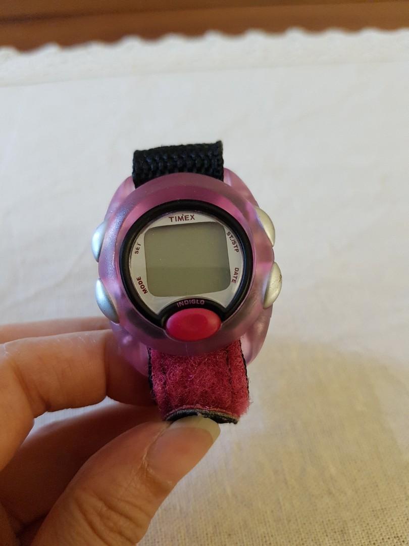 Timex girl digital pink Watch adjustable velro cat strap Babies