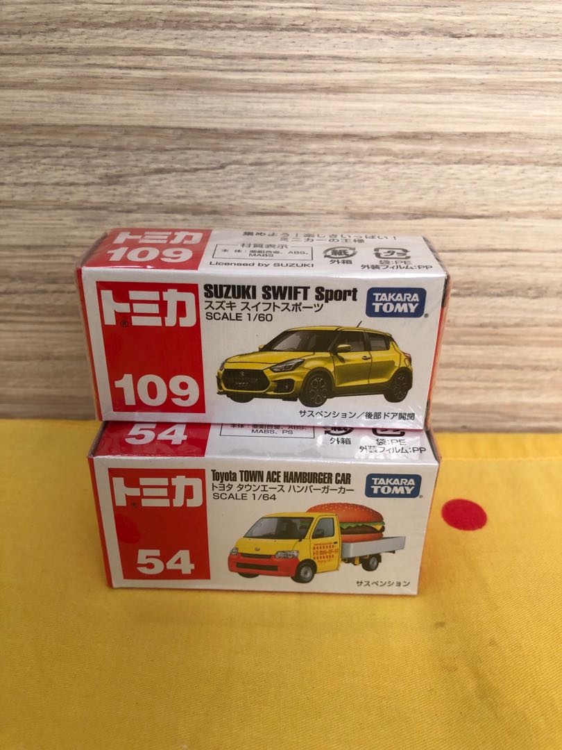 Tomica 車仔 トミカ Suzuki swift sport Toyota town ace hamburger car, 玩具 & 遊戲