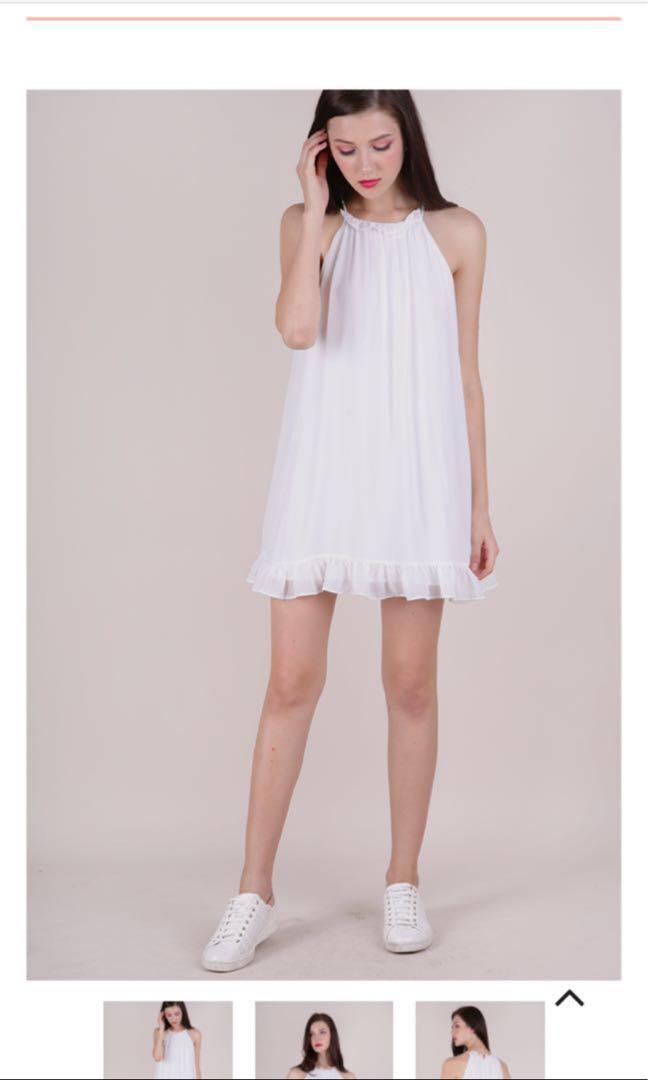white trapeze dress
