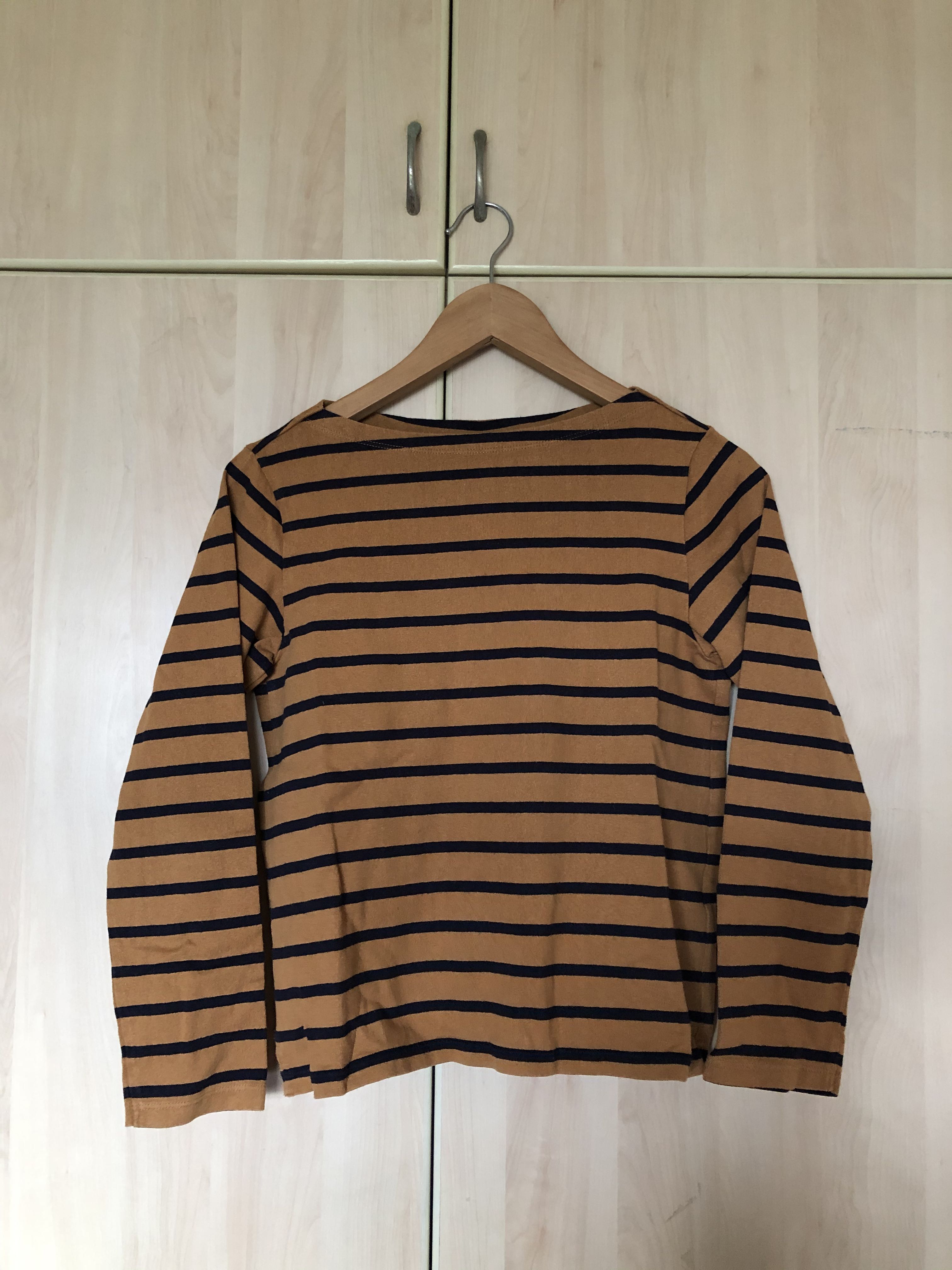 Uniqlo brown striped long-sleeve shirt 